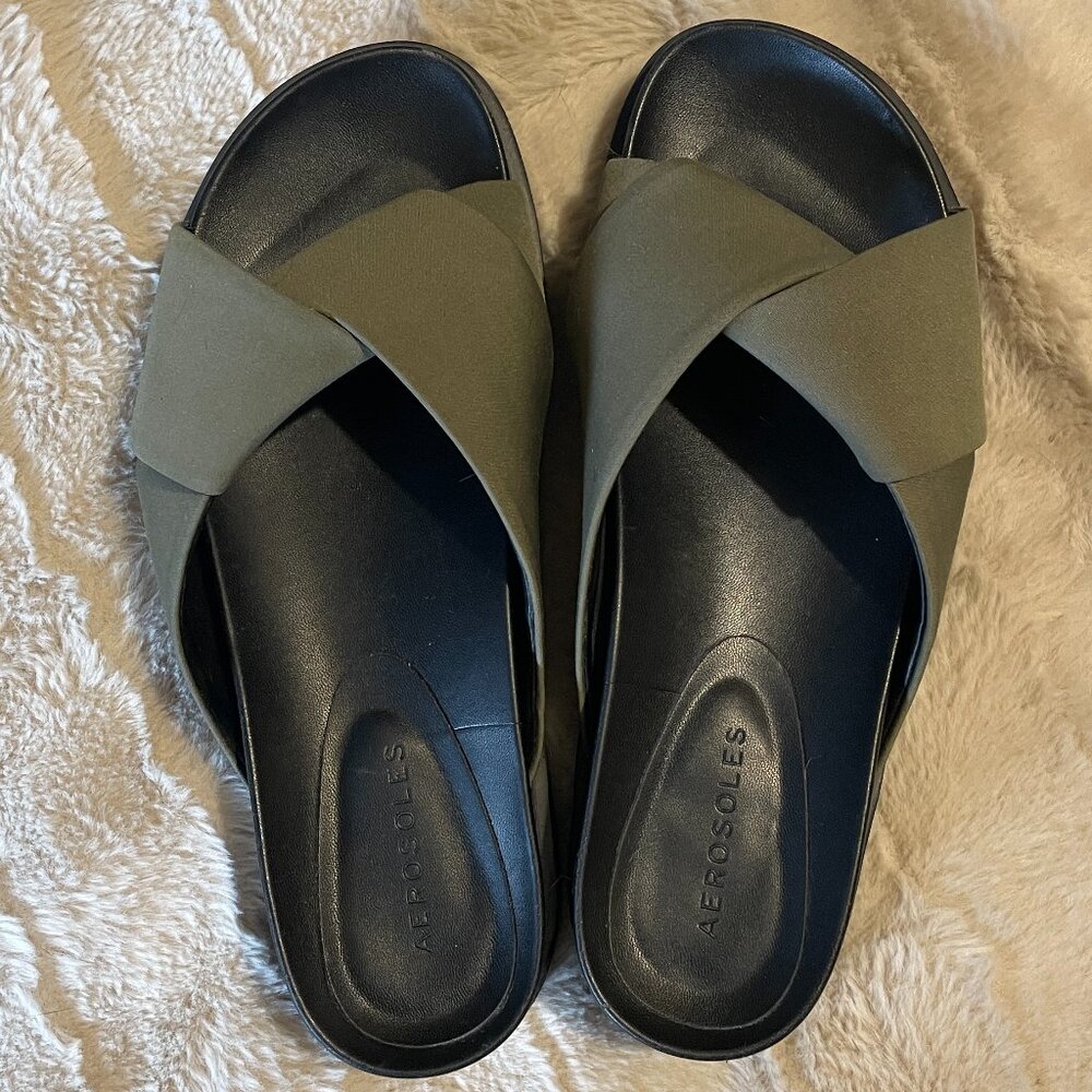 AEROSOLES Olive Green Slide Sandals